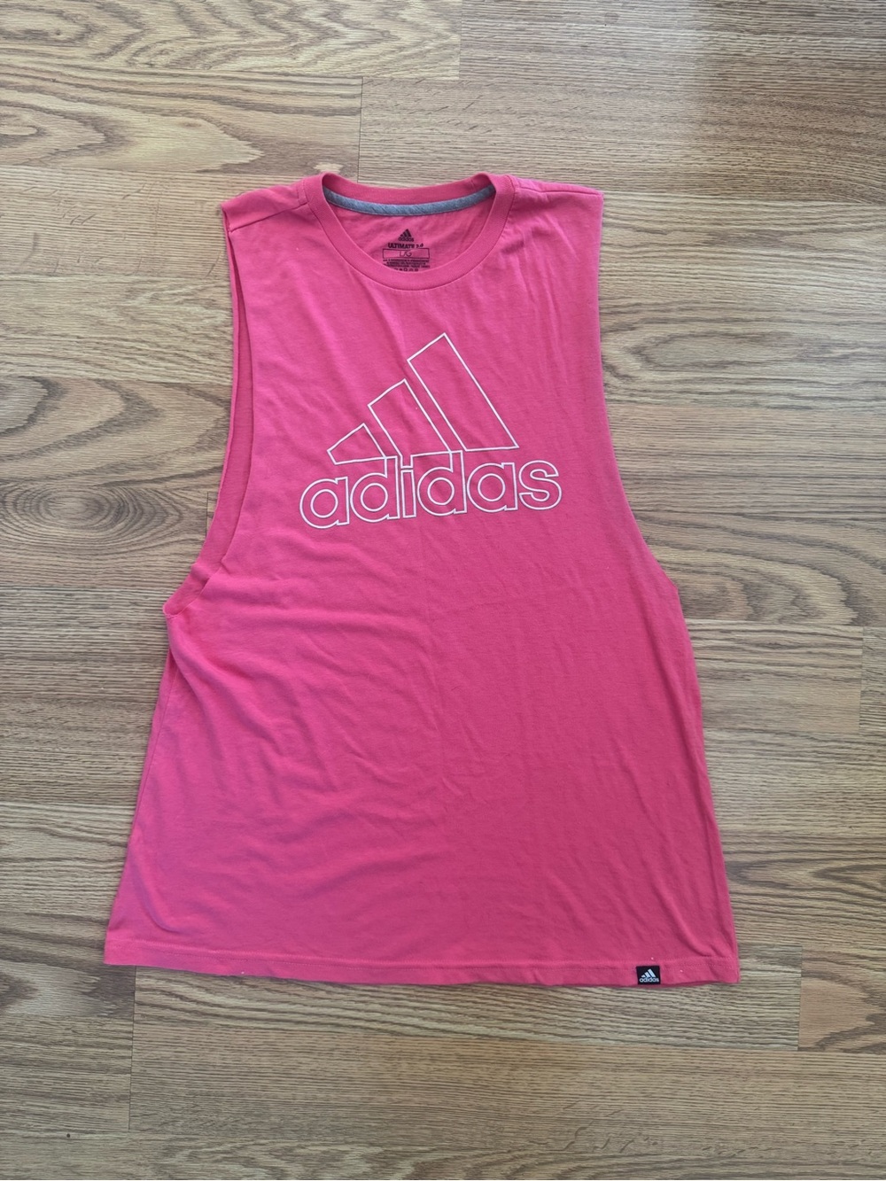 adidas Pink Ultimate 2.0 Crew Neck Muscle Tank - Large